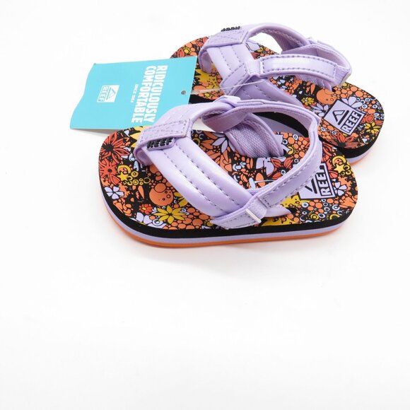 Reef Little Ahi Kids Sandals Size 4 Mini Floral Pattern  Adjustable Straps NEW - Picture 3 of 5